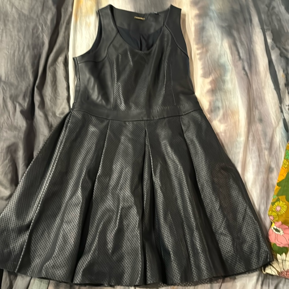 New never worn Rebecca Minkoff  Black lambskin leather dress  size 6